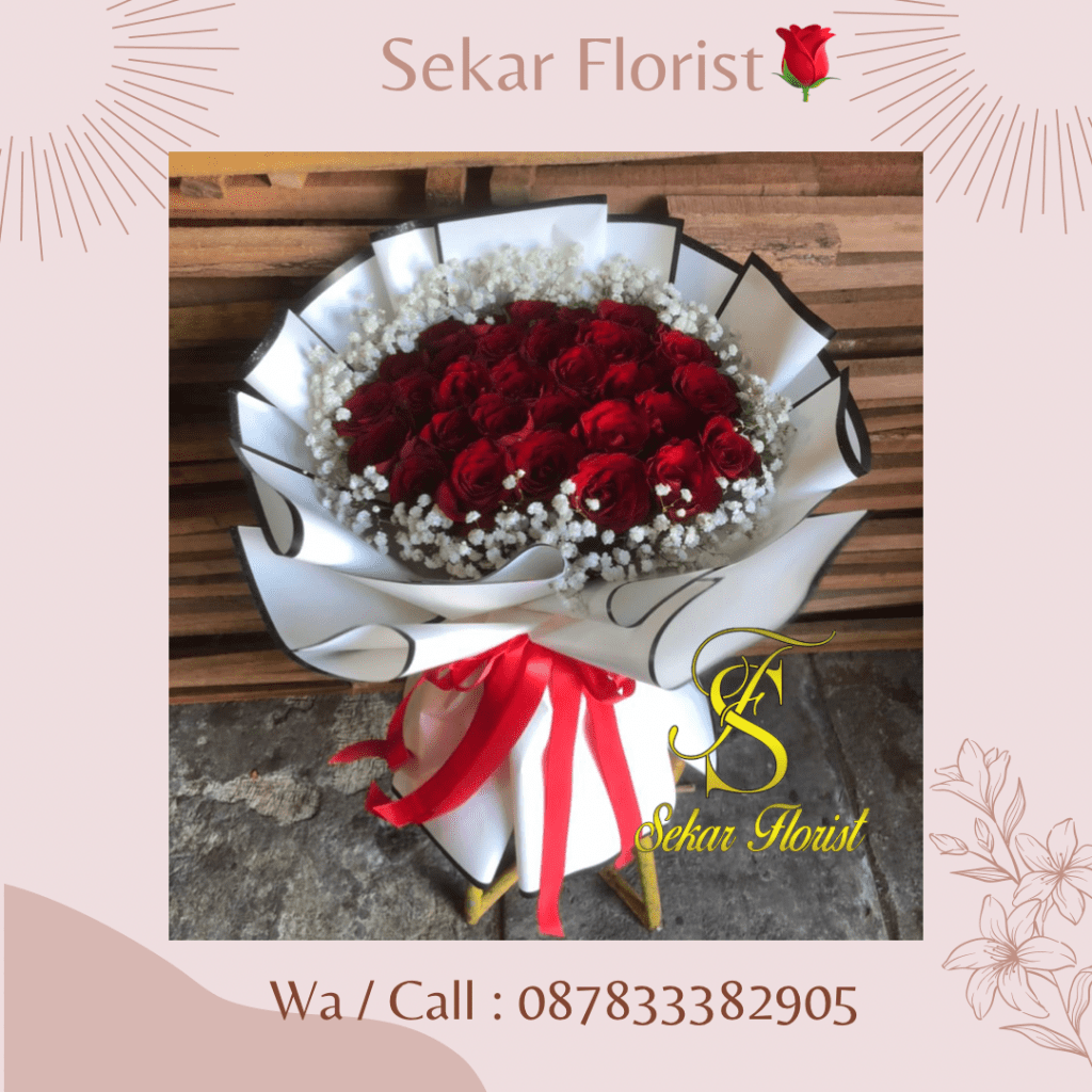 600 Hand Bouquet Mawar + Baby Breath Florwer Simpel _ Elegant ( Bisa Request Isi Mawar Loh