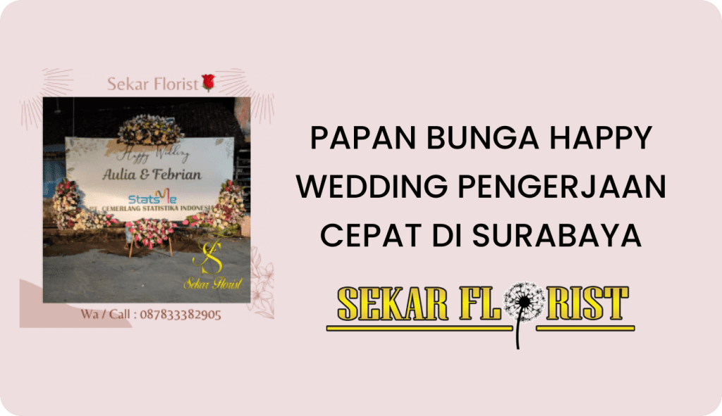 Papan Bunga Happy Wedding Pengerjaan Cepat Surabaya