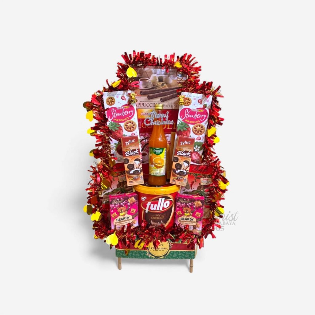 Parcel Makanan Tower Merah Hampers Snack Fullo & Marjan