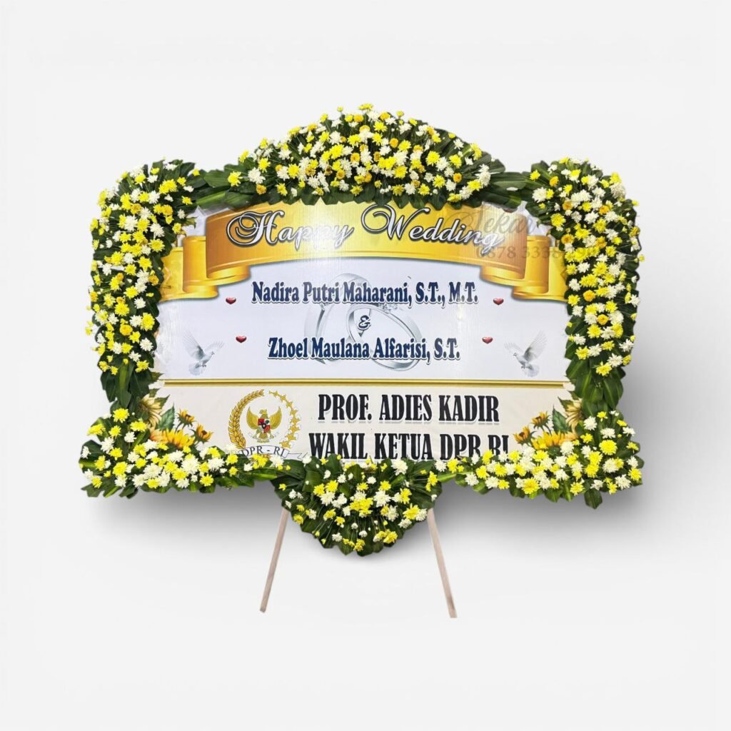 Bunga Papan Pernikahan VIP Full Border Gold Series