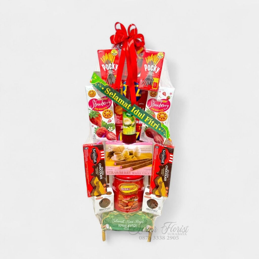 Parcel Lebaran Nuansa Merah Ruby Festive Snack Tower