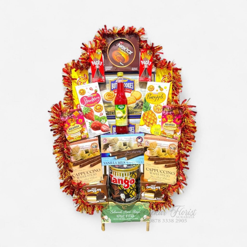 Parcel Lebaran Jumbo Snack Tower Edisi Merah Emas